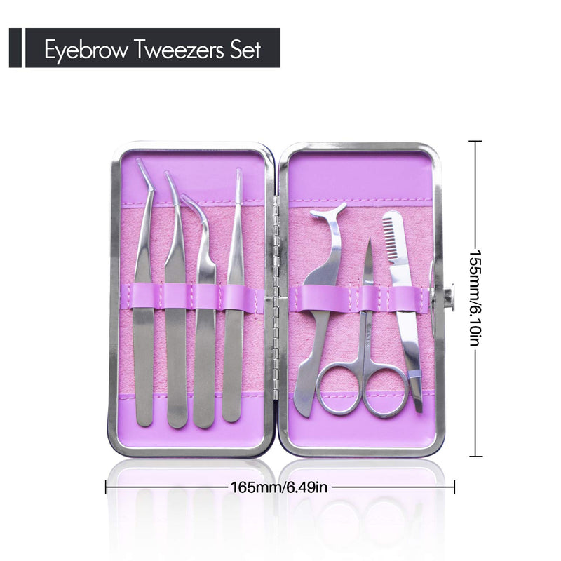 [Australia] - beTWEEX Eyebrow Tweezers Set False Eyelash Extension Tool Kits Eyebrow Trimmer Stainless Steel Eyelashes Bent Point Tip Tweezers Set Straight Nipper Dolphin Tweezers for Facial/Ingrown Hair and Case 