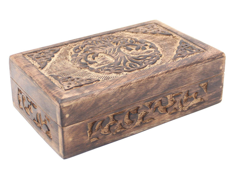 [Australia] - DharmaObjects Hand Carved Jewelry Trinket Keepsake Wooden Storage Box (Celtic Tree Of Life, Large) Celtic Tree Of Life 