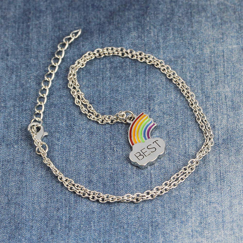 [Australia] - Best Buds BFF Best Friends Matching Heart Pendant Necklaces Teen Forever Friendship Birthday Gift Rainbow 
