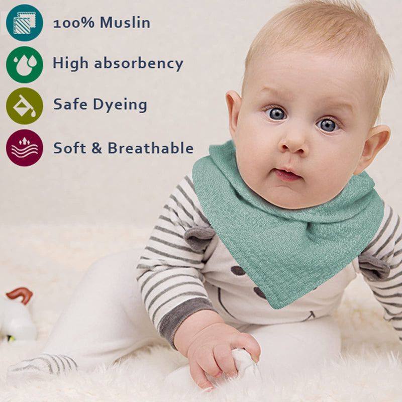 [Australia] - Muslin Baby Bandana Bibs, Drool Bibs for Baby Boys & Girls, Breathable/Soft/Absorbent Summer Bibs for Unisex Newborn/Infant, Neutral Solid Colors, 8 Pack 