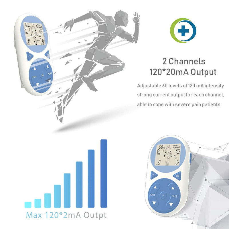 [Australia] - TENS Unit Muscle Stimulator EMS Pulse Massager 2020 Upgrade 3-in-1 Combination with Independent 2 Channels, 32 Preset&2 Manual Modes Professional Handheld Electrotherapy Device for Body Pain Relief 