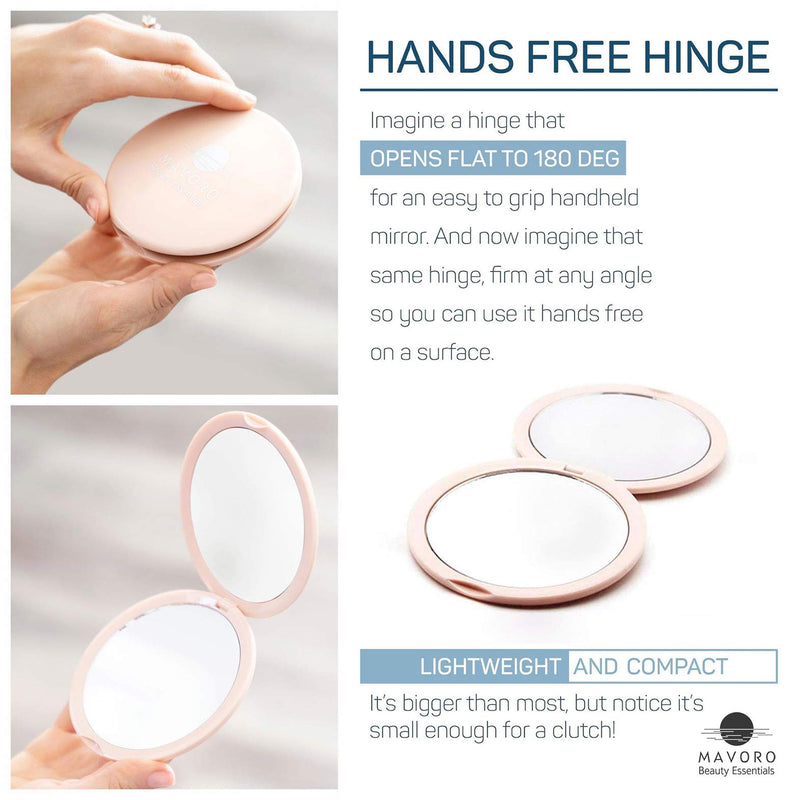 [Australia] - Magnifying Compact Mirror for Purses, 1x/10x Magnification – Double Sided Travel Makeup Mirror, 4 Inch Small Pocket or Purse Mirror. Distortion Free Folding Portable Compact Mirrors (Millennial Pink) Millennial Pink 