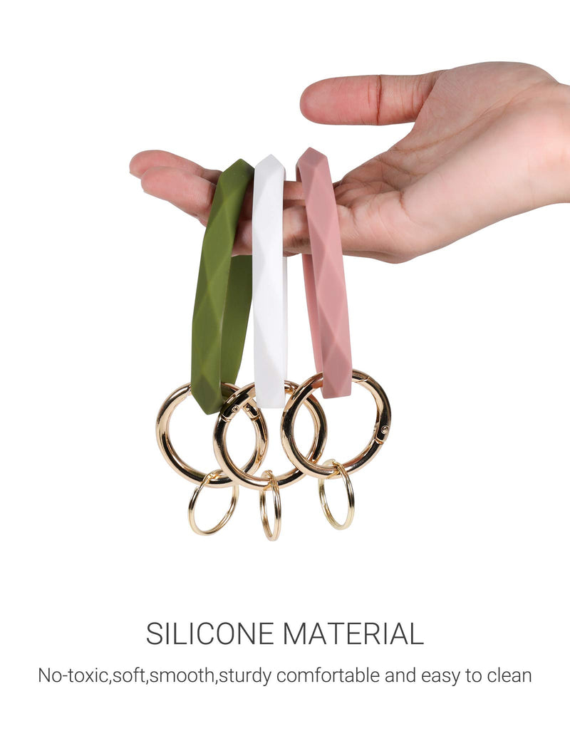 [Australia] - Mymazn Silicone Bangle Key Ring Bracelet Keychain holder for Women Girls Gift Wristlet Round Keyring 6 Pack 
