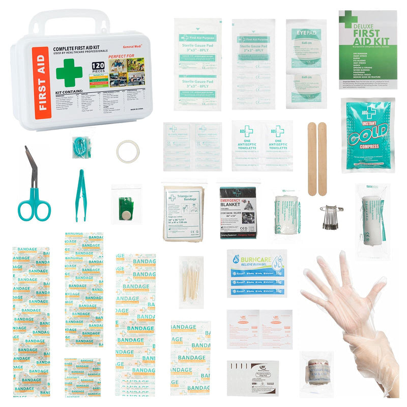 [Australia] - 120 Pieces Hardcase First Aid Kit - Includes Instant Cold Pack, Emergency Blanket for Travel, Home, Office, Vehicle, Camping, Workplace & Outdoor 