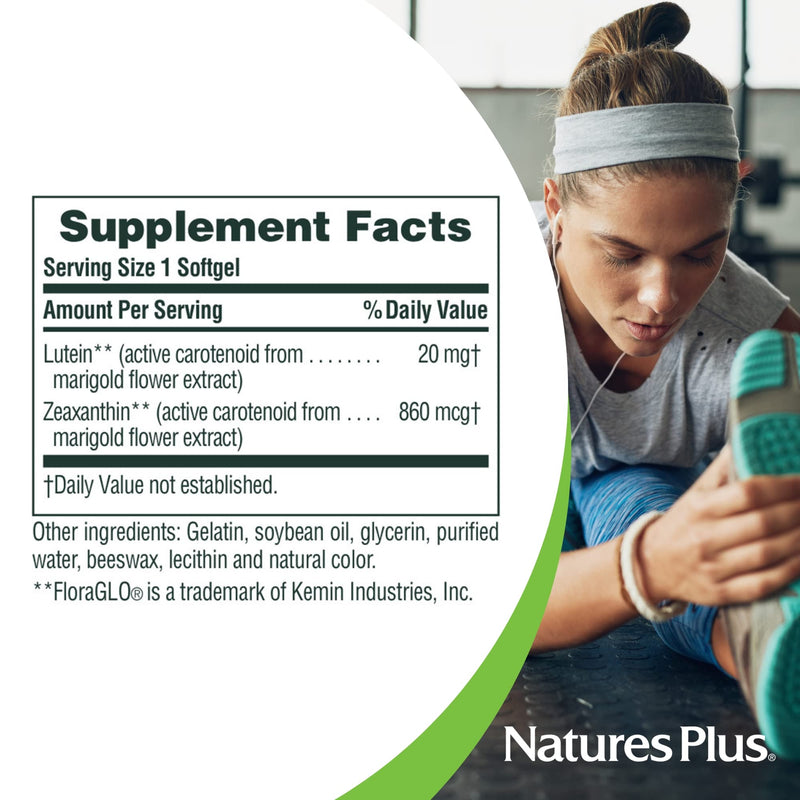 [Australia] - NaturesPlus Ultra Lutein - High Potency Lutein Supplement with Zeaxanthin - Science Backed Pure FloraGlo Lutein, Easy to Swallow, One A Day - Gluten Free - 60 Softgel Capsules 