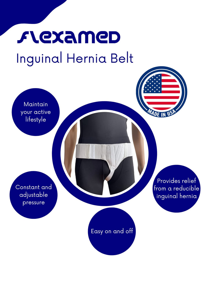 [Australia] - FlexaMed Left Side Inguinal Groin Hernia Truss with Compression Pad White - Medium Medium (Pack of 1) 