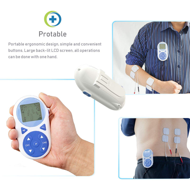 [Australia] - TENS Unit Muscle Stimulator EMS Pulse Massager 2020 Upgrade 3-in-1 Combination with Independent 2 Channels, 32 Preset&2 Manual Modes Professional Handheld Electrotherapy Device for Body Pain Relief 