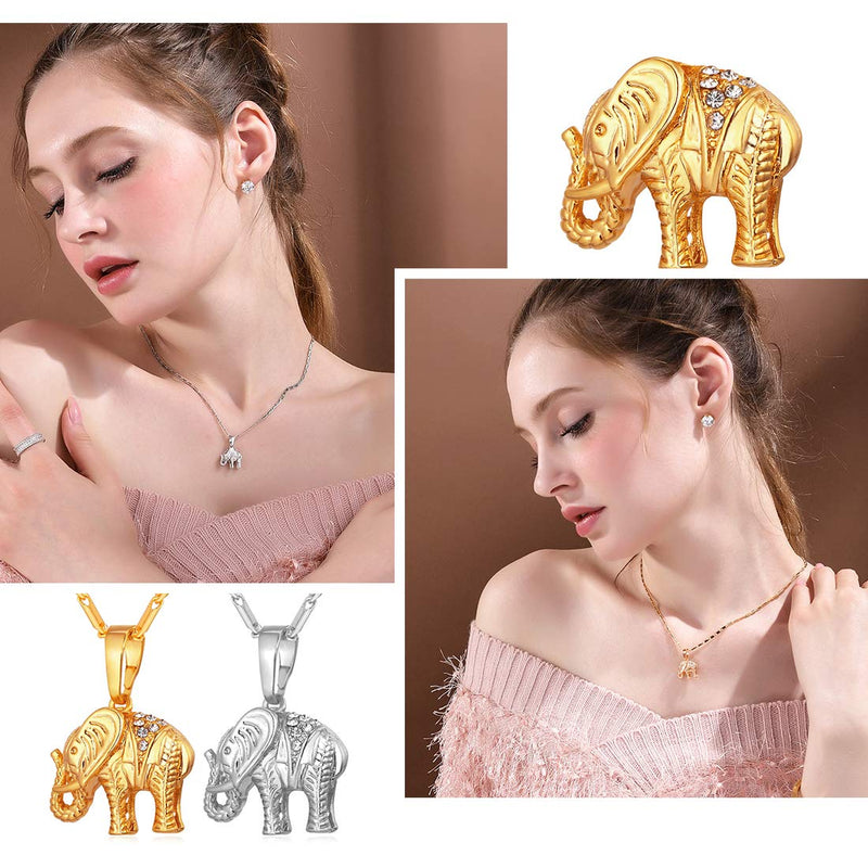 [Australia] - Lucky Elephant Pendant 18k Gold Plated/Platinum Plated Rhinestone Crystal Necklace A.platinum 