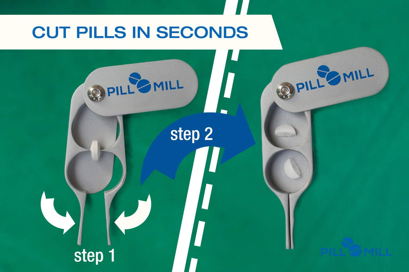 [Australia] - Pill Cutter Splitter by Pill Mill - Metal Blades That Will Never Dull - Grip Handle Helps to Cut Small or Large Pills with Ease - Light and Durable Tablet Divider - Perfect Medicine Slicer for Travel 
