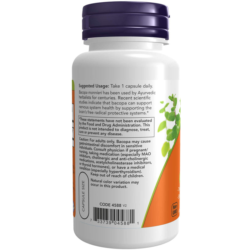 [Australia] - NOW Supplements, Bacopa Extract (Bacopa monnieri) 450 mg, Promotes Brain Health*, 90 Veg Capsules 