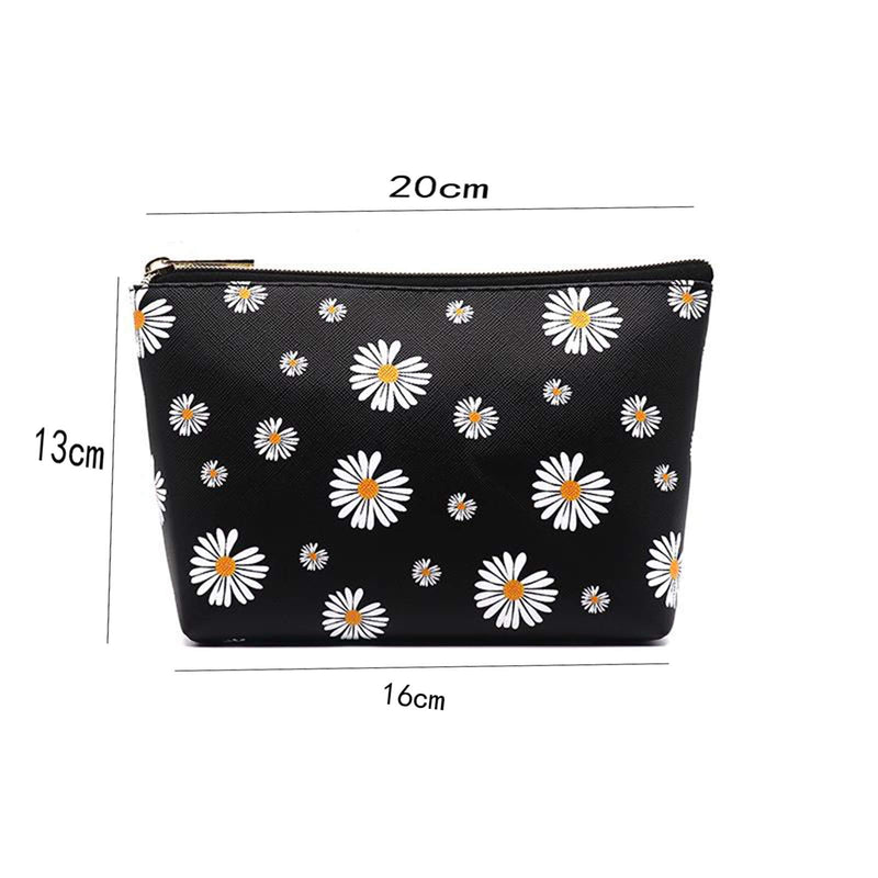 [Australia] - 2Pcs Makeup Bag for Women Toiletry Pouch Makeup Organizer Cosmetic Bag Travel Cases Toiletry Bag for Makeup Tools Daisy/ 