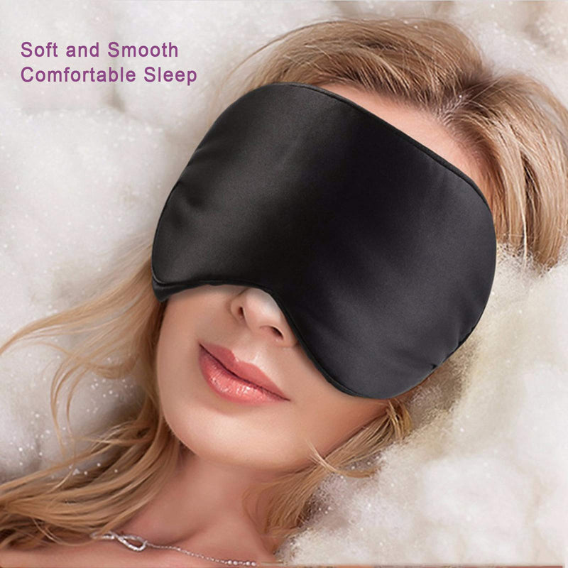 [Australia] - Sleep Eye Mask - Silk Blindfold - Black Eye Mask Made of Natural Silk with Adjustable Strap Comfortable and Light Blocking for Men Women and Kids. 