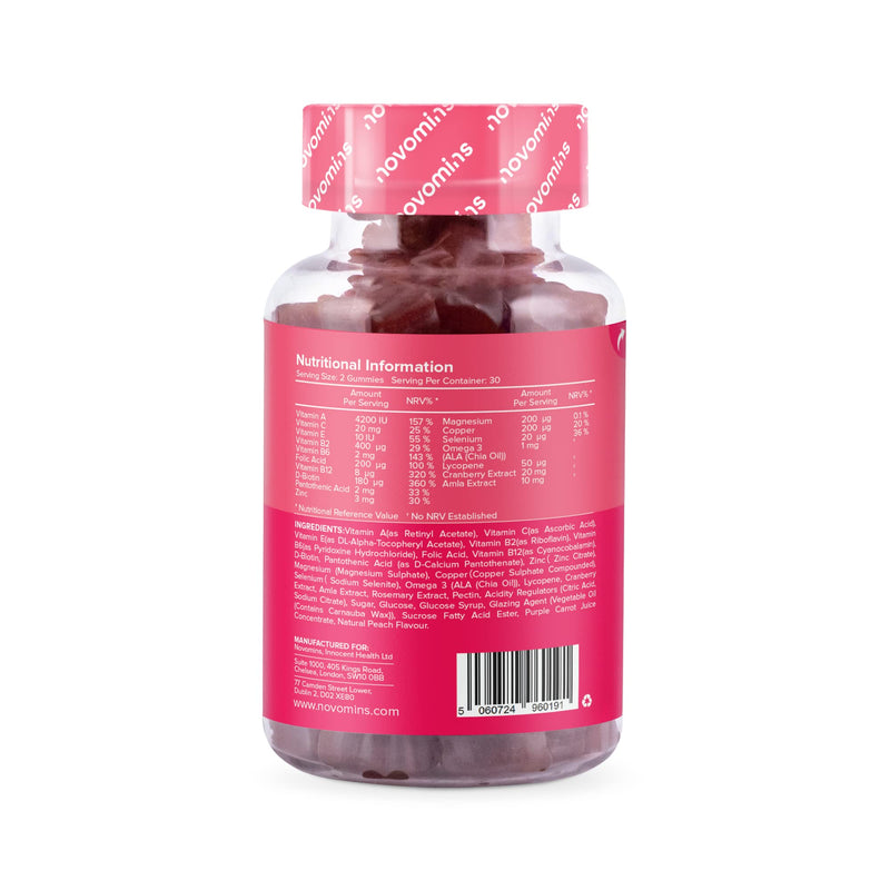 [Australia] - Multivitamin Gummies - 17 Essential Multi Vitamins � Chewable Gummy Vitamins - 1 Month Supply - Vegan � Peach - for Women & Men � Multivitamin Gummies by Novomins 