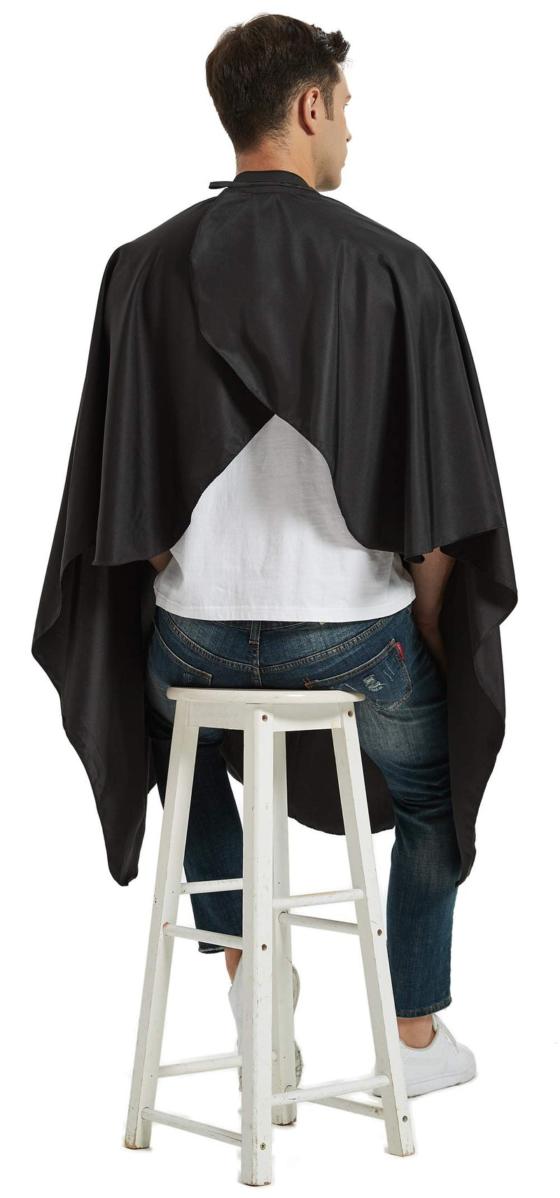 [Australia] - Salon Hair Cutting Cape with Rubber Neck Collar, Professional Anti-static Barber Cape for Shampoo, Haircut and Styling-Black-53 x 57 inches Black with Rubber Cutting Collar 