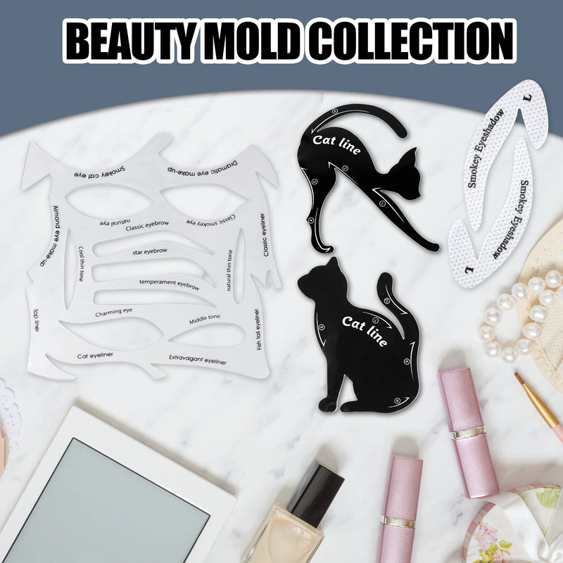 [Australia] - Eye Makeup Moulds Kit Includes Smoky Cat Eyeliner Stencil Pads, Eyebrow Applicators Template Plate, Eyeshadow Stencil Stickies, Quick Makeup Tool for Beginners 