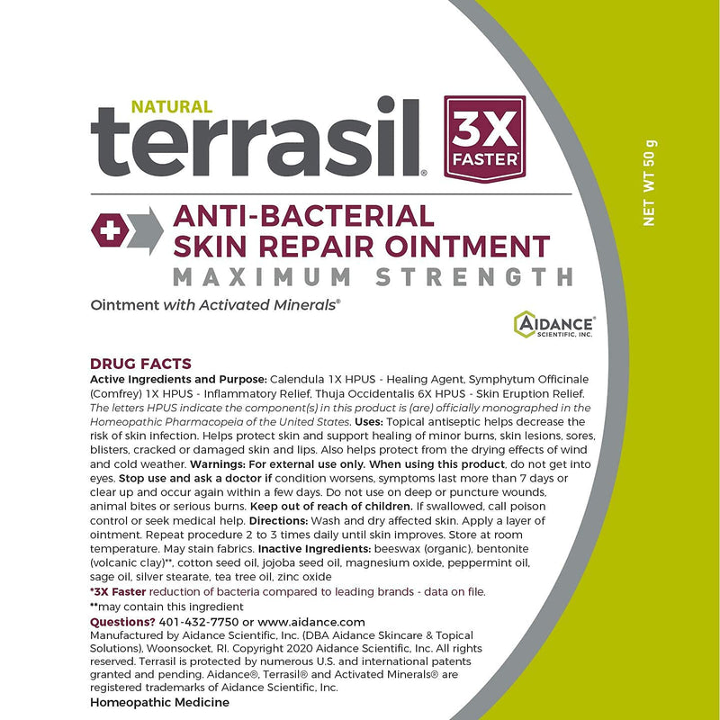 [Australia] - Antibacterial Skin Repair MAX 3X Natural Ingredients for Treatment of Fissures Folliculitis Angular Cheilitis Impetigo Chilblains Lichen Sclerosus Boils Cellulitis by Terrasil (50gm) 