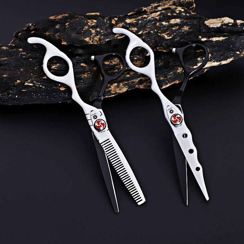 [Australia] - 6.0" Professional Hairdressing Cutting Shear Set - Salon Hair Thinning Scissor Kit for Barber - by Dream Reach (White) Black & White 