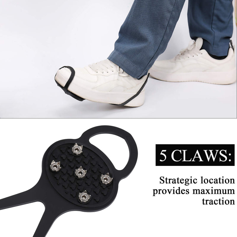[Australia] - LACE INN 2 Pairs Non Slip Gripper Spike, Ice Grippers Traction Cleats Snow Shoe Spikes Grips Crampons with 10 Steel Studs Cleats black 
