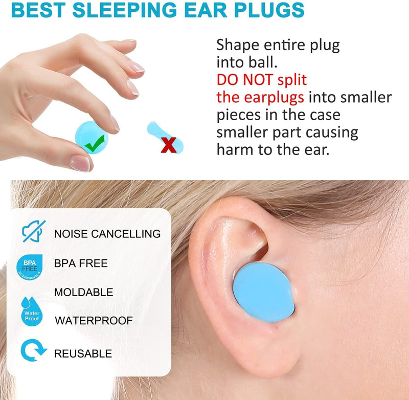 [Australia] - 3Pairs Ear Plugs for Sleep Soft Silicone ,Noise Reduction Ear Plugs for Sleeping35dB Noise Cancelling Blue 1 