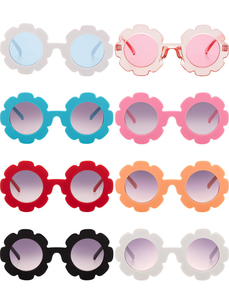 [Australia] - 8 Pieces Kids Sunglasses Cute Round Sunglasses Flower Shaped Sunglasses for Boys Girls Party Accessories (Color 1) 
