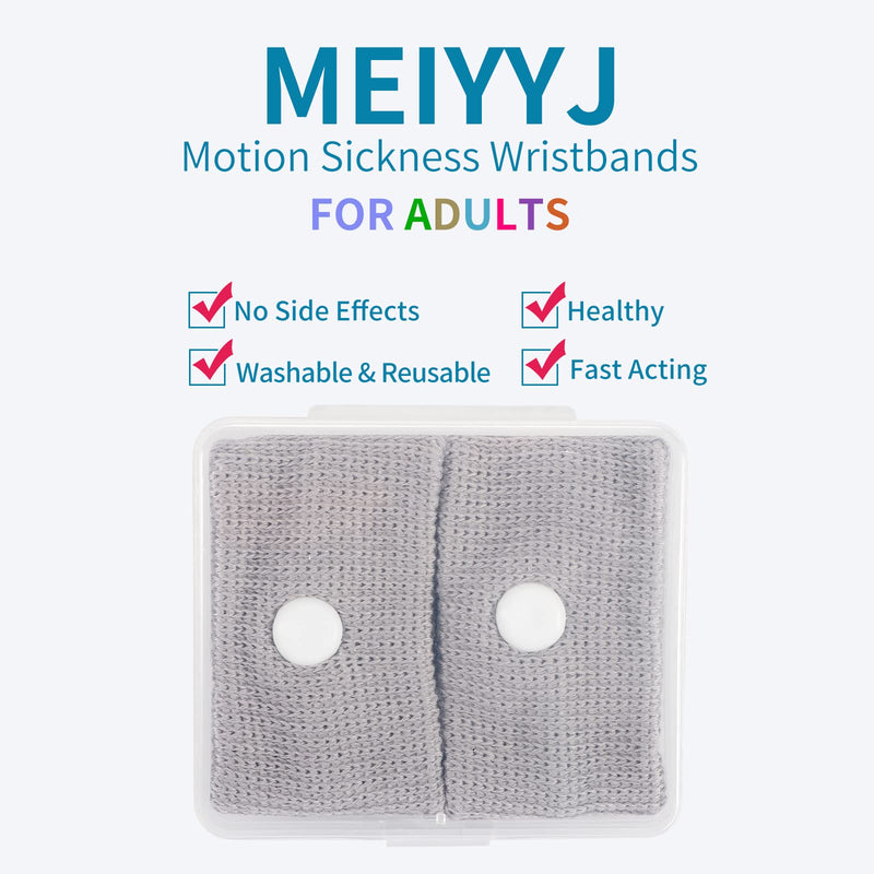[Australia] - Motion Sickness Wristbands Natural Nausea Relief Bands for Adults Anti-Nausea Wristbands for Car Sea Sickness 1 Pair Grey 