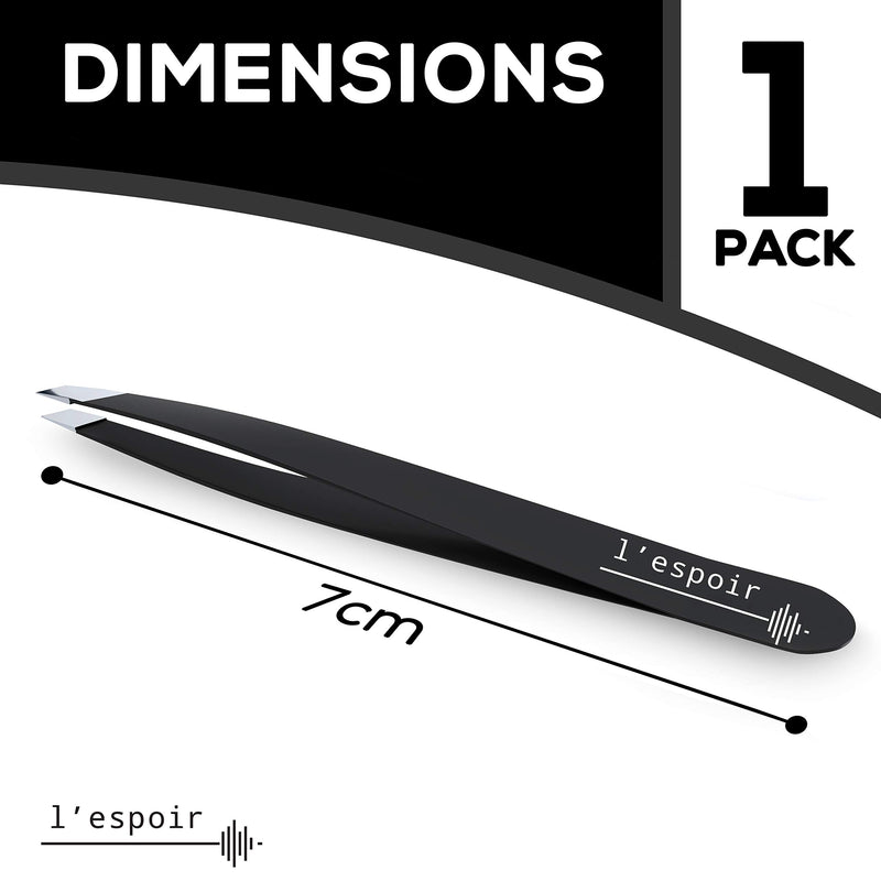 [Australia] - L’espoir High Precision Slant Tweezers with Perfect Alignment (Rust-Free, Stainless Steel) Best for Daily Beauty Routine - Single Piece for Men and Women - Black colour 