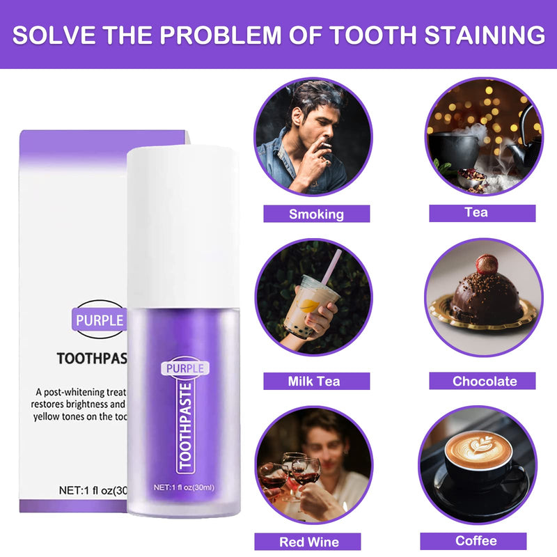 [Australia] - Purple Toothpaste for Teeth Whitening, Purple Tooth Whitening Toothpaste Gel Stain Removal for Yellow Teeth, Purple Whitening Toothpaste Suitable for Sensitive Teeth and Teeth Cleaning Toothpaste 