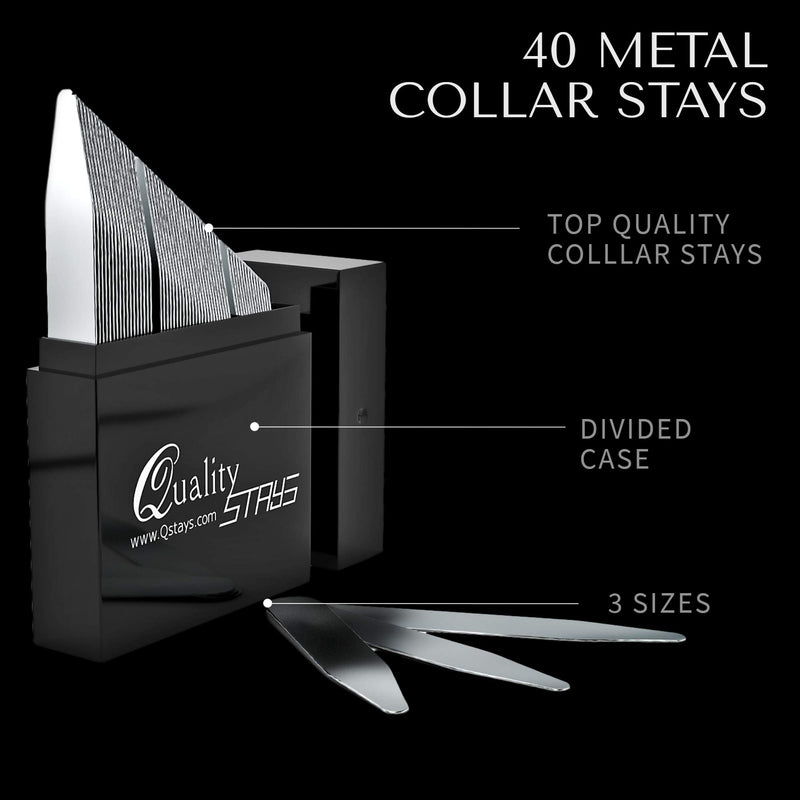 [Australia] - Metal Collar Stays for Men – Set of 40 Dress Shirt Collar Stays for Men, 3 Sizes in a Divided Box by Quality Stays 