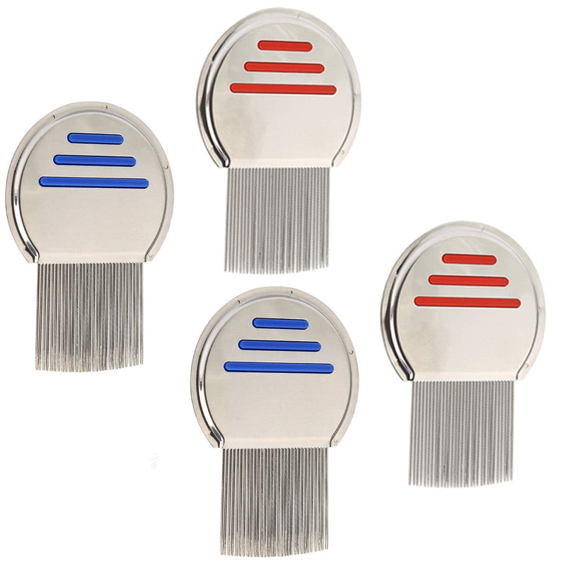 [Australia] - 4 Pack Lice Removal Combs Metal teeth Lice Removal Comb Stainless Steel Reusable Long Pin Combs Head Lice Treatment for Adults Kits 