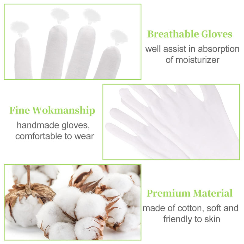 [Australia] - Occan White Cotton Gloves for Eczema, 6 Pairs Moisturizing Gloves Overnight for Dry Hands, Comfortable and Washable Fits Men and Women 