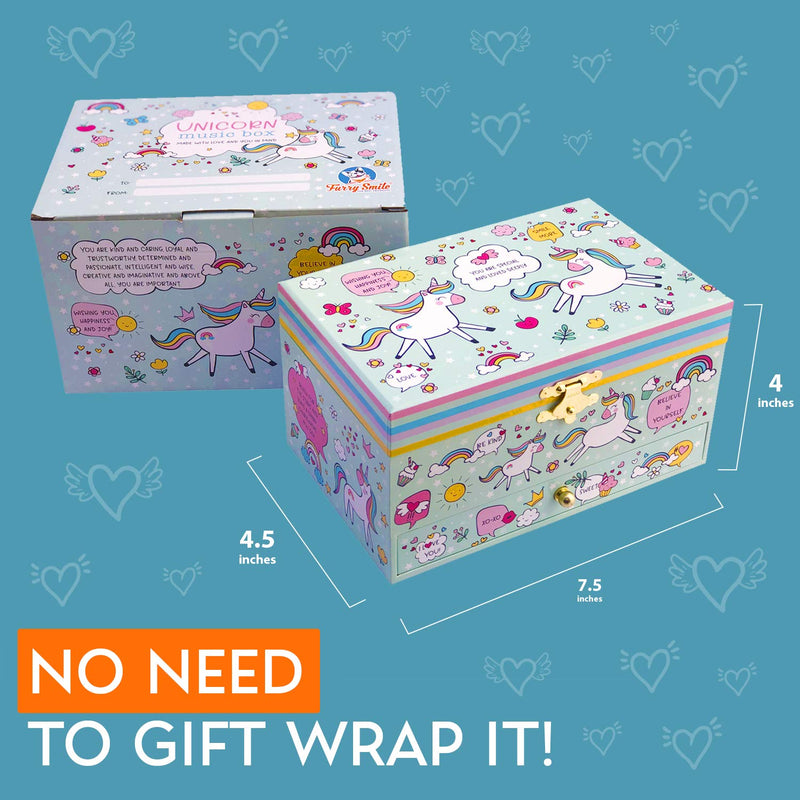[Australia] - Musical Unicorn Jewelry Box for Girls - Kids Music Box Jewelry Organizer with Drawer Plays You Are My Sunshine with Heart Necklace and Bracelet Set - Girls Jewelry Box - Unicorn Music Boxes for Girls 