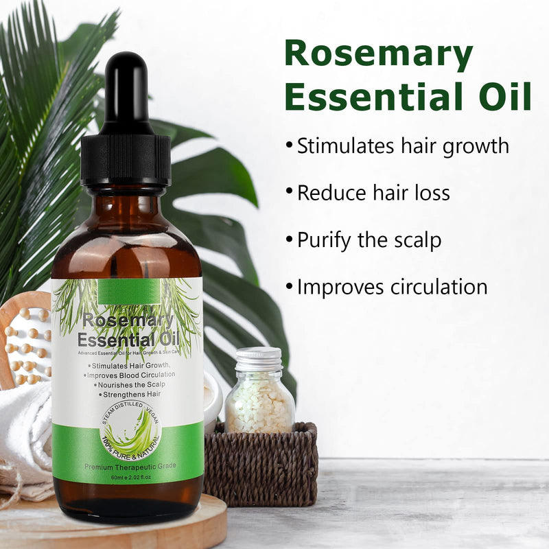 [Australia] - Rosemary Oil for Hair Growth & Skin Care, Hair Loss and Hair Regrowth Treatment, Stimulates Hair Growth, Improves Blood Circulation for Men and Women 2.02 Oz (60 mL) 