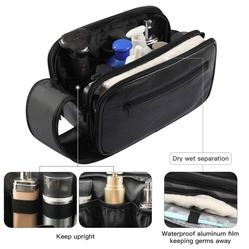 [Australia] - Mens Toiletry Bag, Travel Toiletry Organizer Dopp Kit Waterproof Shaving Bag for Toiletries Accessories,Black Black 