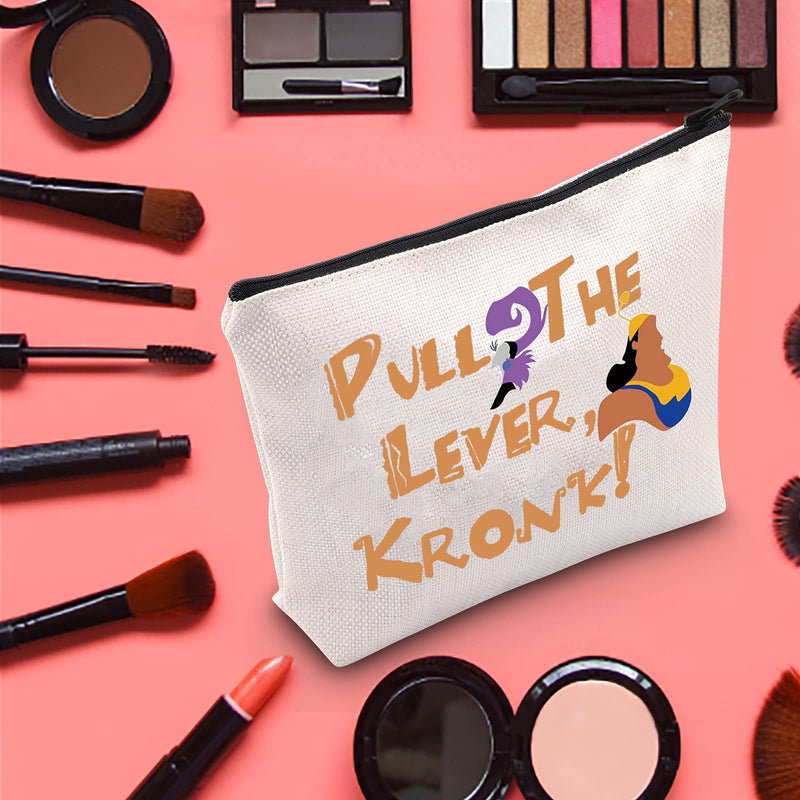 [Australia] - LEVLO The Emperors New Groove Cosmetic Make Up Bag Kronk and Yzma Fans Gift Pull The Lever Kronk Makeup Zipper Pouch Bag For Friend Family, Pull The Lever, 