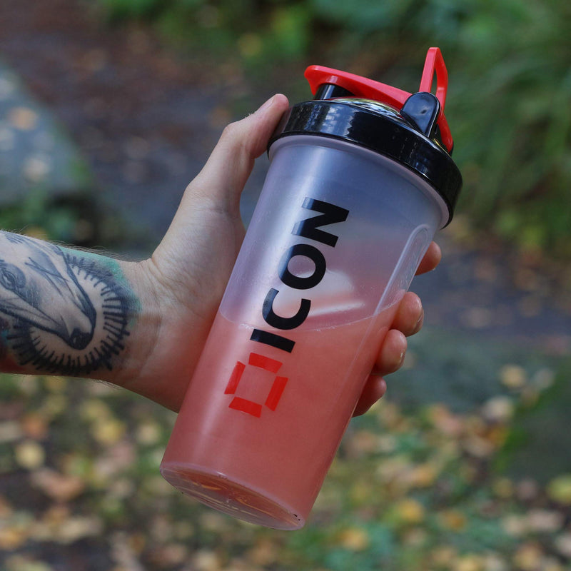 [Australia] - ICON Protein Shaker Bottle, 100% Leak Proof 700ml Protein Shaker - Clear with Red Cap Clear / Black (Red Cap) 