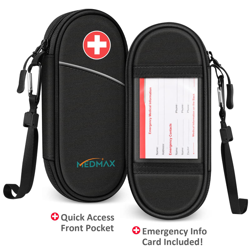 [Australia] - MEDMAX Insulin Cooler Travel Case with 2 Ice Packs - Portable Water Resistant Insulated Diabetic Medication Organizer Carrying Cooling Bag for Insulin Pen and Other Diabetic Supplies, (Black) Black 