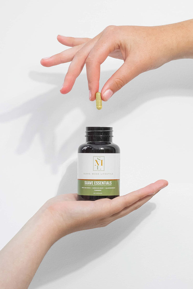 [Australia] - Suave Moss Lifestyle - Natural Sea Moss Capsules, 60 Capsules, Vegan, Bladderwrack, Burdock Root, Turmeric Capsules. Non GMO, Gluten Free. Dr Sebi… 