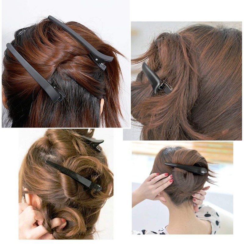 [Australia] - 12pcs Hair Sectioning Clips + 1pcs Antistatic Tail Comb, Hair Clamp Grips for Women Girls Hairdressing Styling Salon Tool (Clips & Comb Set) Black 