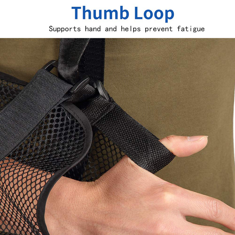 [Australia] - Cool Mesh Arm Sling Medical Shoulder Immobilizer Thumb Support Rotator Cuff Wrist Brace Strap Lightweight Breathable Comfort for Broken&Fractured Bones 