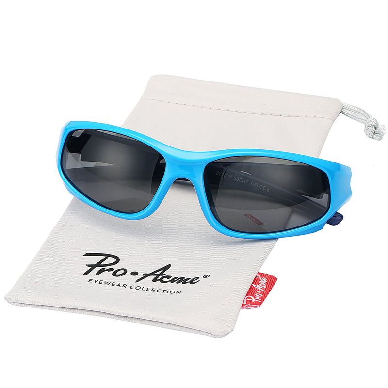 [Australia] - Pro Acme TR90 Unbreakable Polarized Sports Sunglasses for Kids Boys and Girls Baby Blue 57 Millimeters 