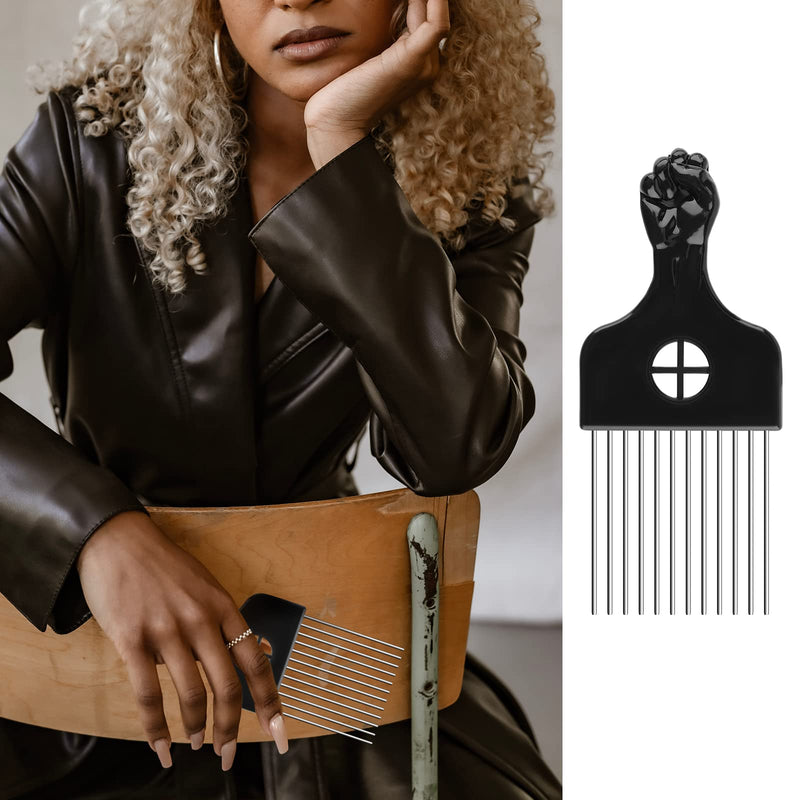 [Australia] - LUTER 3 Pack Afro Comb Hair Metal Pick Hairdressing Wig Braid Styling Tool Metal Combs for Women and Men Black 