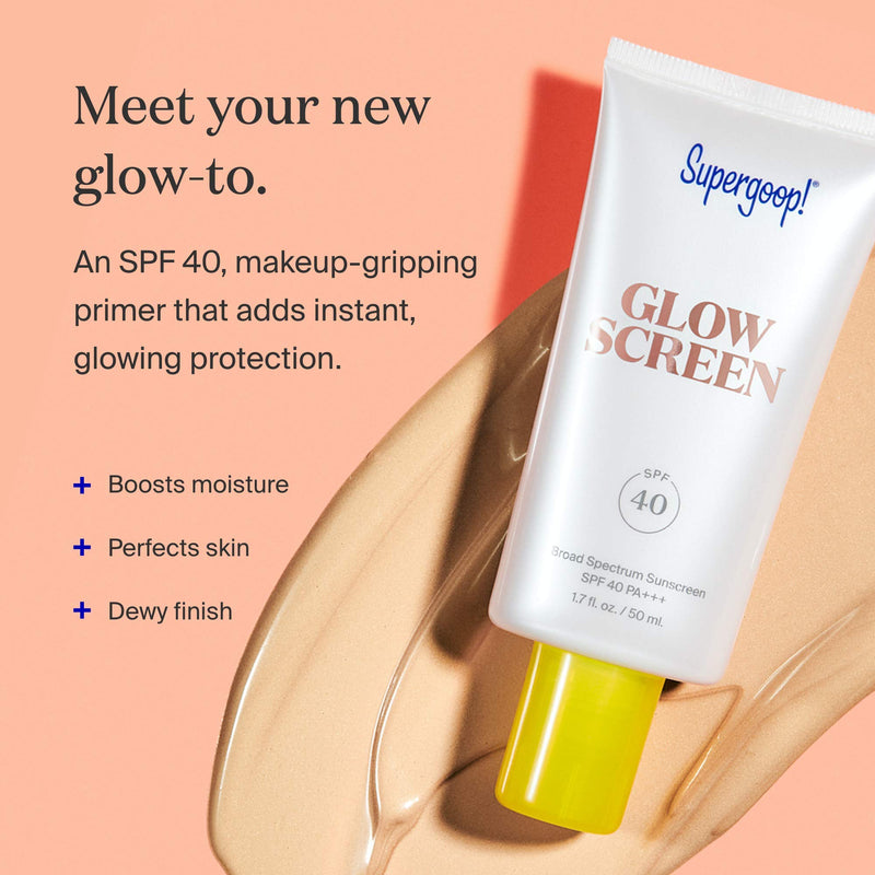 [Australia] - Supergoop! Glowscreen SPF 40 PA+++, 1.7 fl oz - Primer + Broad Spectrum Sunscreen with Blue-Light Protection - Adds Instant Glow & Hydration - Contains Hyaluronic Acid, Vitamin B5 & Niacinamide 1.69 Fl Oz (Pack of 1) 