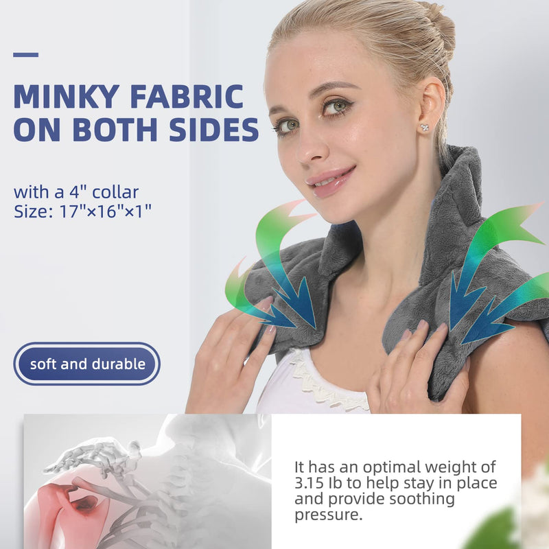 [Australia] - Aroma Season Heated Neck Warmer for Pain Microwave Neck and Shoulder Heat Pad Heated Neck Wrap Neck Pain and Arthritis Relief (Grey) Grey 
