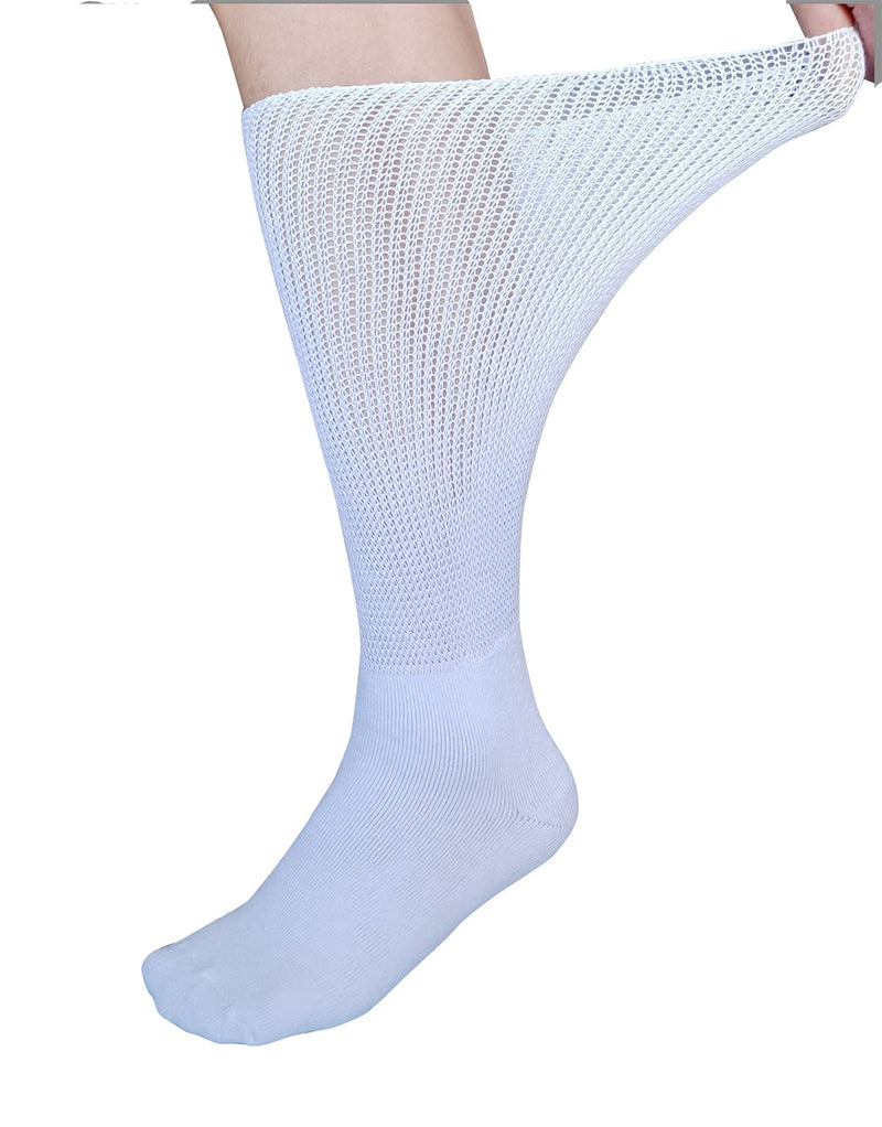[Australia] - Extra Wide Socks for Lymphedema Swollen Feet Leg, Bariatric Socks, Medical Cast Sock, Diabetic Non Binding Socks – Neuropathy Swelling Feet Socks for Women Men(2 Pairs(White)) 