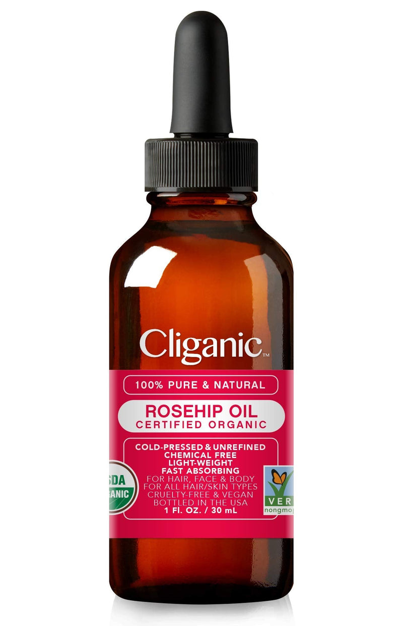 [Australia] - USDA Organic Rosehip Oil for Face, 100% Pure | Natural Cold Pressed Unrefined, Carrier Seed Oil for Skin, Hair & Nails | Certified Organic (30ml) | Cliganic 90 Days Warranty 30 ml (Pack of 1) 