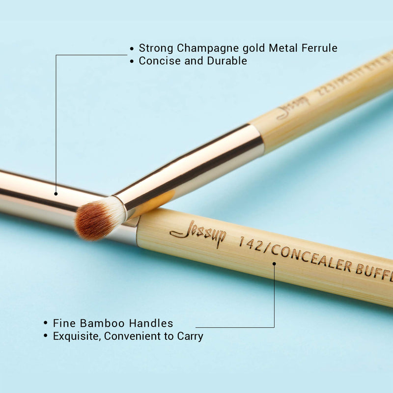 [Australia] - Jessup Eye Makeup Brushes Set, Premium Synthetic Eyeshadow Blending Concealer Eyebrow Eyeliner Brush, 15pcs Labeled Bamboo Make Up Brushes T137 