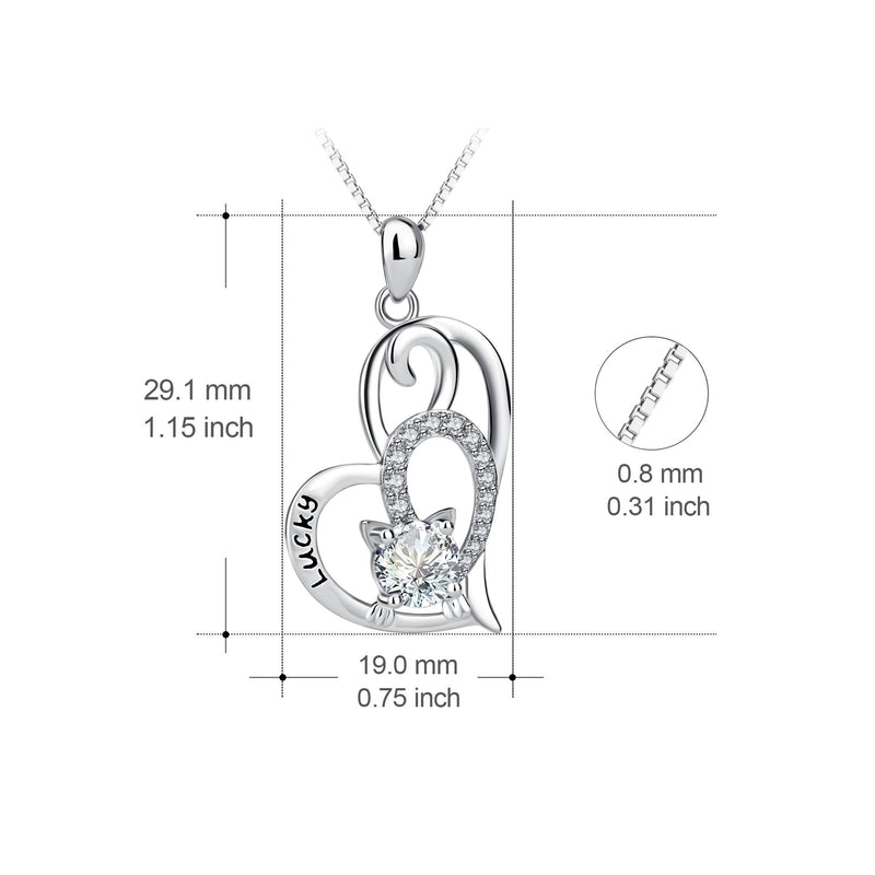 [Australia] - YFN 925 Sterling Silver Lucky Cat Pendant Necklace Jewelry Cat Heart 