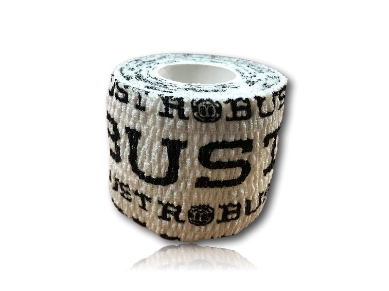 [Australia] - ROBUST FITNESS Weightlifting Hook Grip Tape | Adhesive Stretch Athletic Thumb & Finger Tape | Sticky, Stretchy, Flexible, Easy Tear | Olympic Weightlifting | Cross-Training 6 Rolls White / Black 