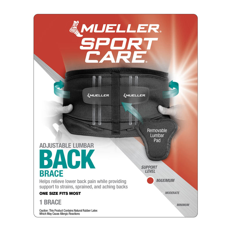 [Australia] - Mueller 255 Lumbar Support Back Brace with Removable Pad, Black, Regular(Package May Vary) Regular (Pack of 1) 