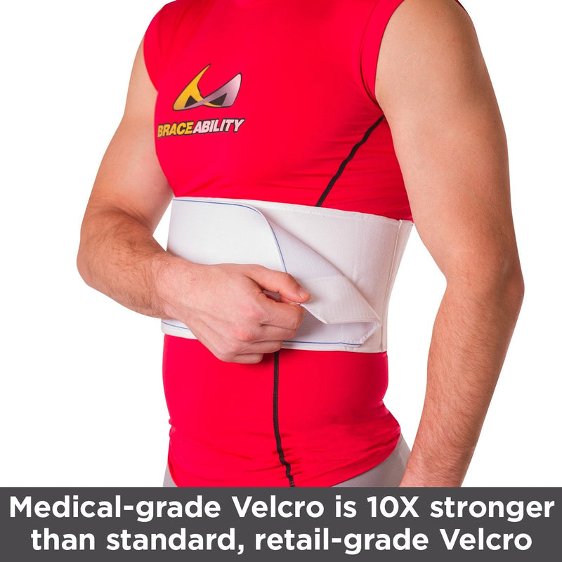 [Australia] - BraceAbility Rib Injury Binder Belt | Men's Rib Cage Protector Wrap for Sore or Bruised Ribs Support, Sternum Injuries, Pulled Muscle Pain and Strain Treatment (Male - Fits 34”-60” Chest) Universal Male 